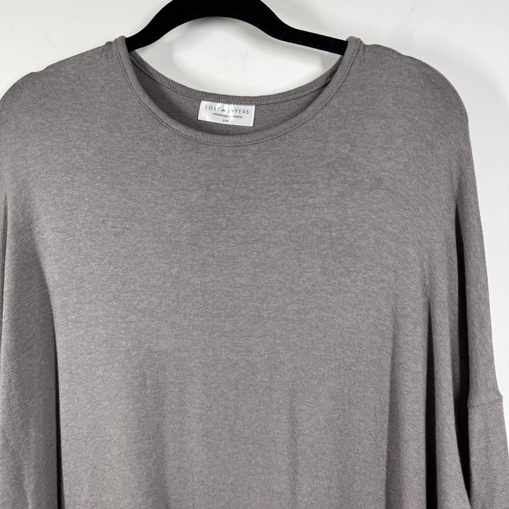 Lost in Layers Taupe Long Sleeve Tunic Top Size S/M Relaxed Fit Comfy Summer - Picture 4 of 15